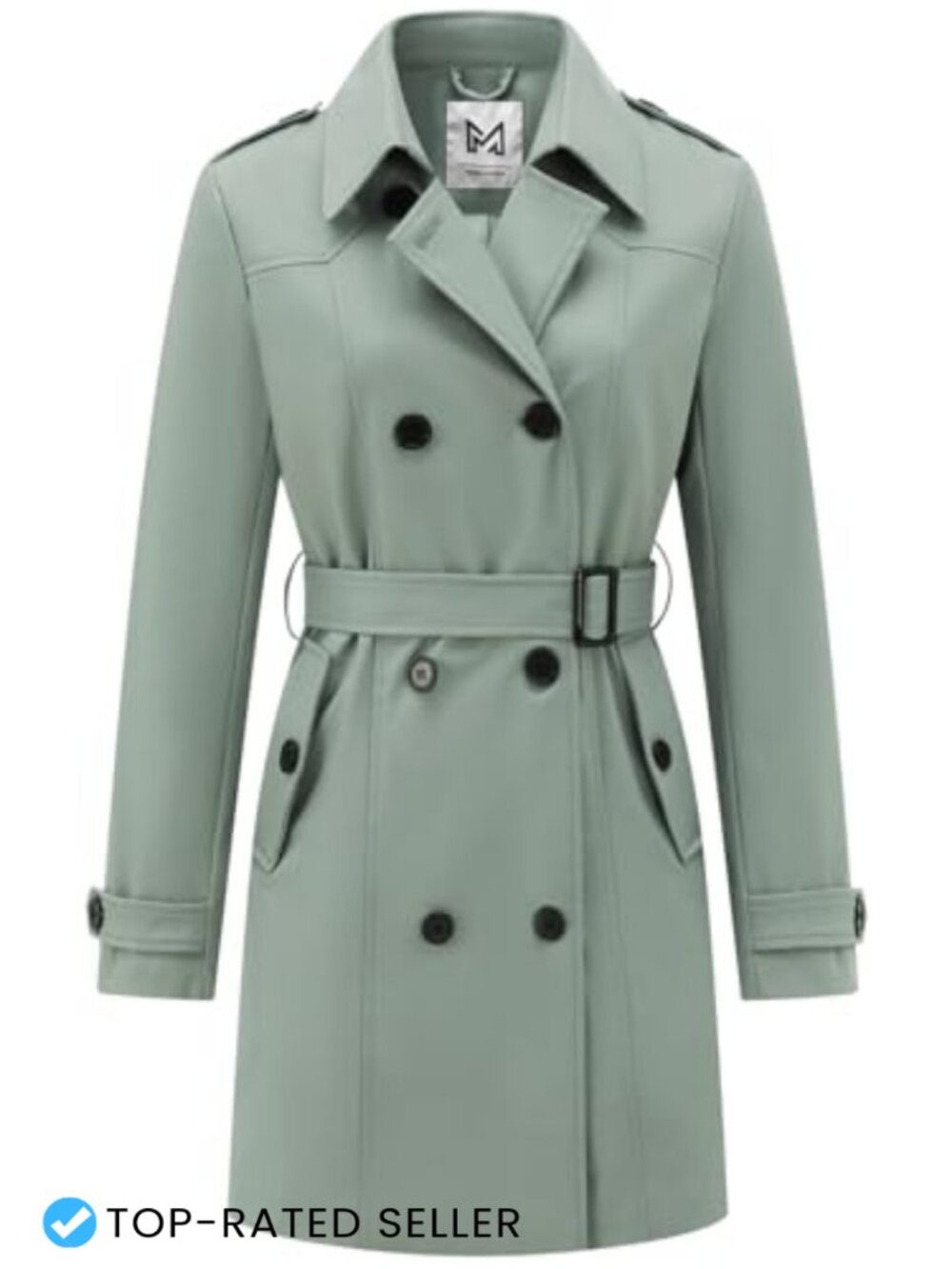 Women's Double-Breasted Belted Trench Coat Lightweight Water Repellent